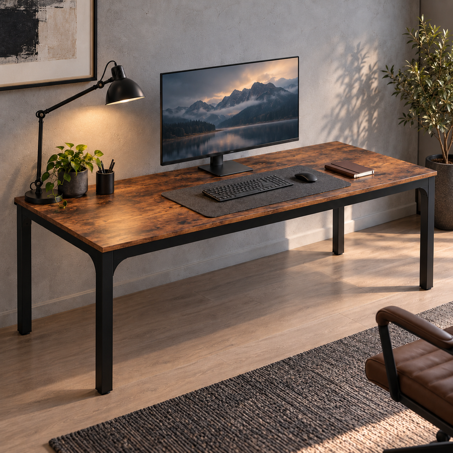 Workspace with a Majorelle Arven Ultra desk; styling accessories not included