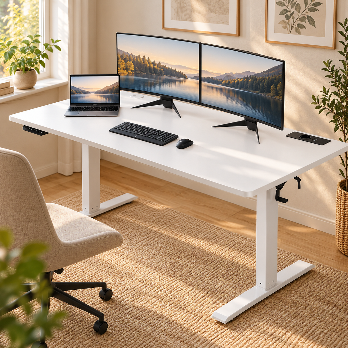 Majorelle Cavo Lift Pro — Bureau assis-debout — 140 × 60 cm — dans un espace de travail ; accessoires non inclus