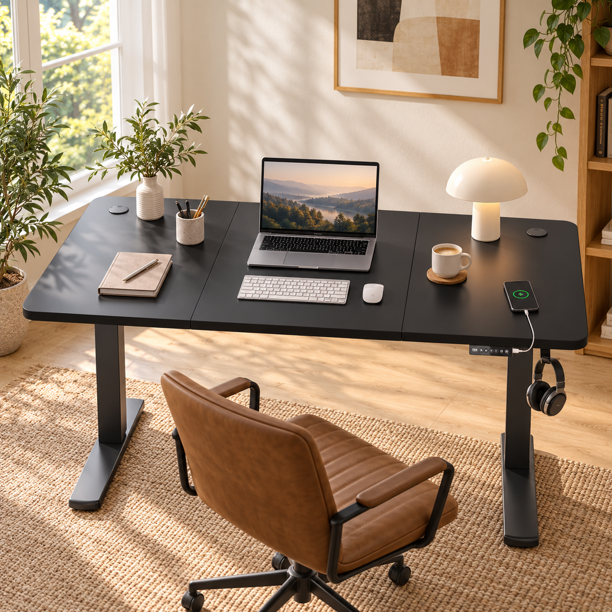 Majorelle Vela Connect Max — Bureau assis-debout — 160 × 60 cm — dans un espace de travail ; accessoires non inclus