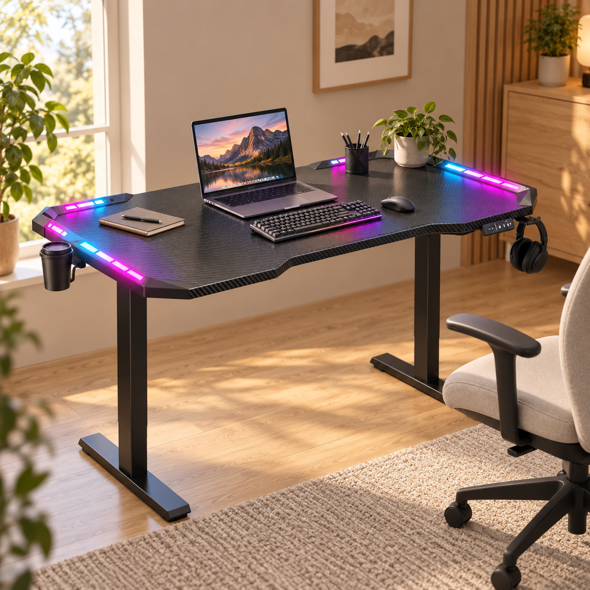 Majorelle Pulse Lift — Bureau assis-debout — 120 cm — dans un espace de travail ; accessoires non inclus