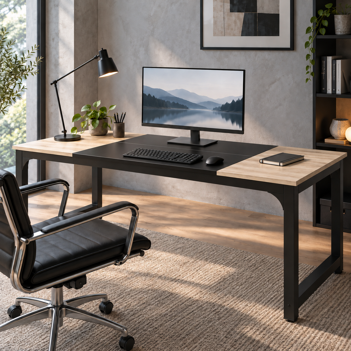 Majorelle Arven Max Desk — 180 × 80 cm — workspace view; styling accessories not included
