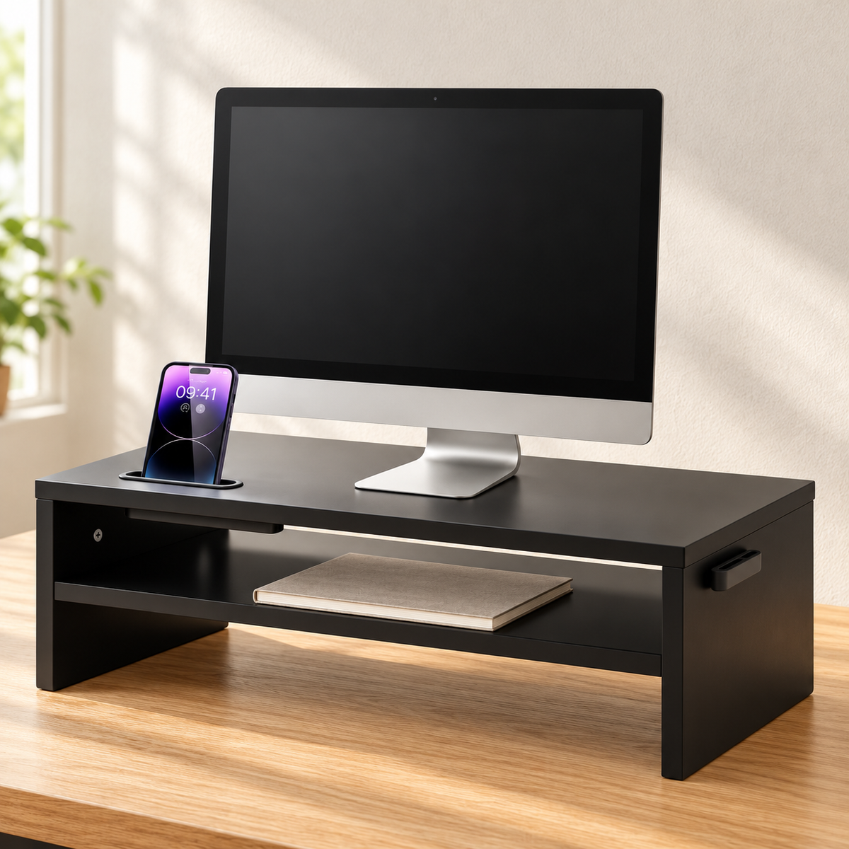 Majorelle Nivo — Support pour écran — 42 cm — dans un espace de travail ; accessoires de mise en scène non inclus