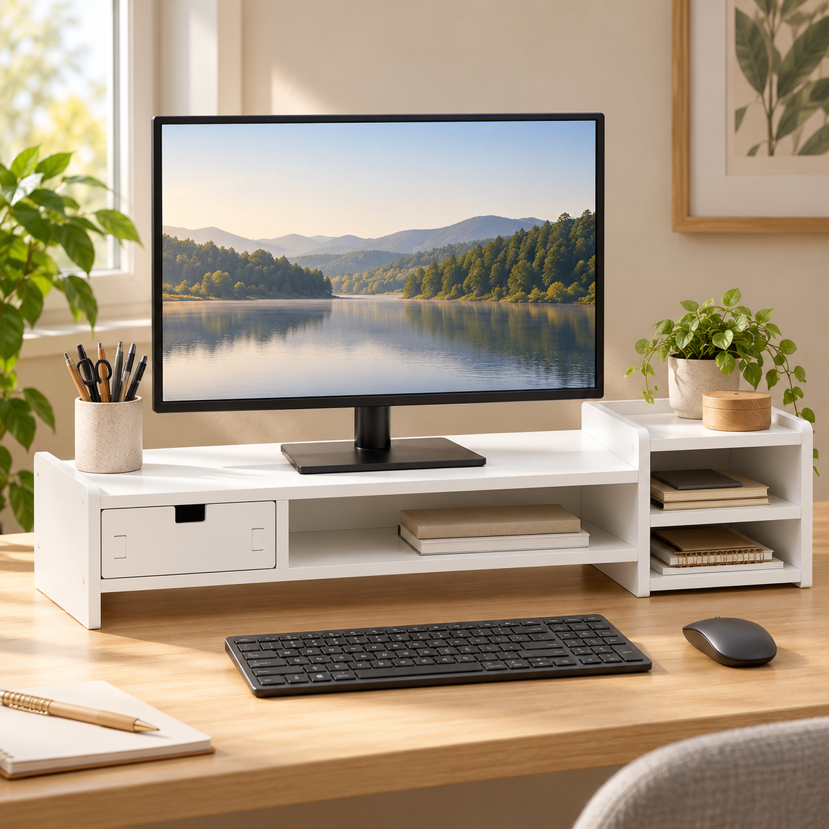 Majorelle Vesta — Organiseur de bureau — 66,5 cm — dans un espace de travail ; accessoires non inclus