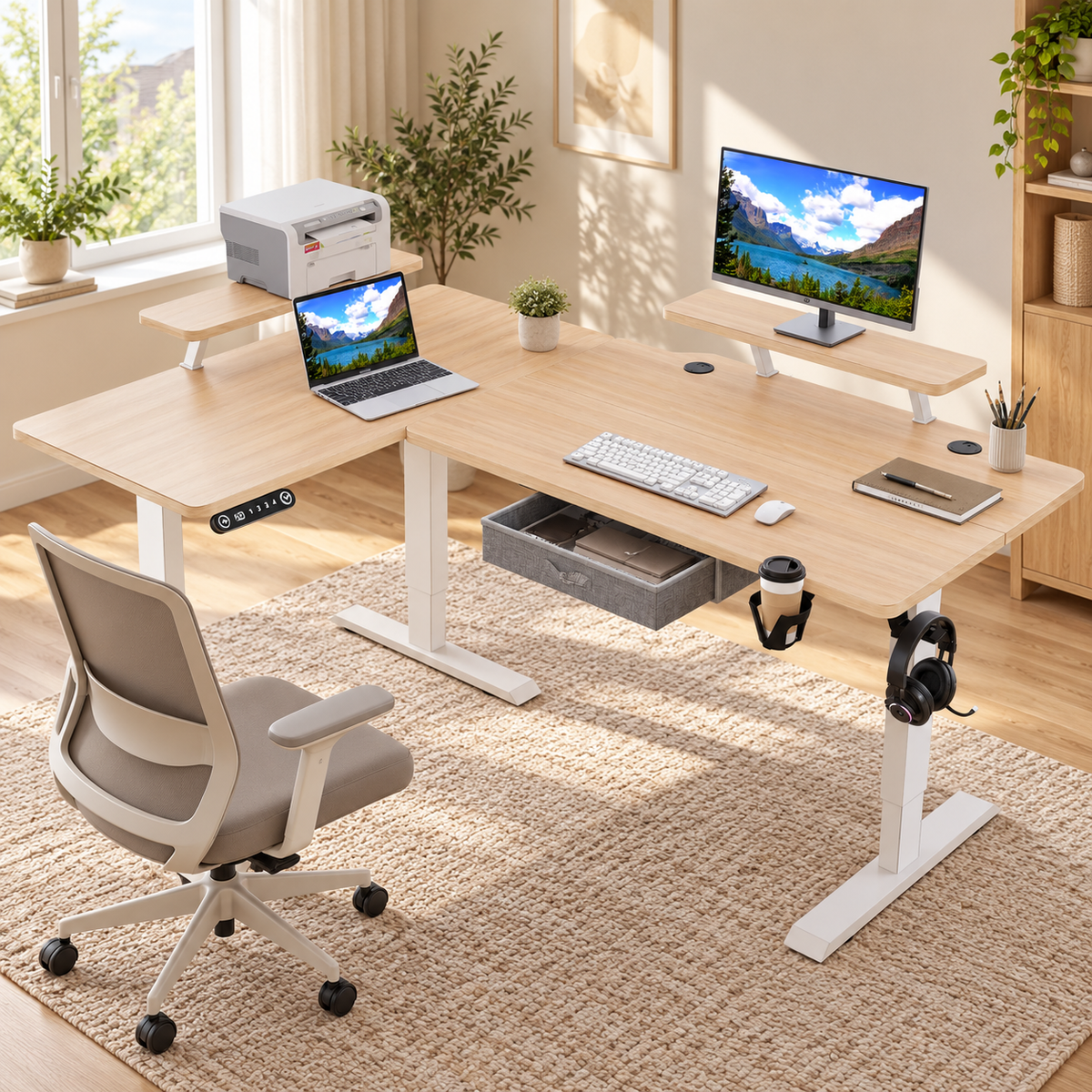 Majorelle Arcera Studio Max — Bureau assis-debout — 160 × 120 cm — dans un espace de travail ; accessoires non inclus