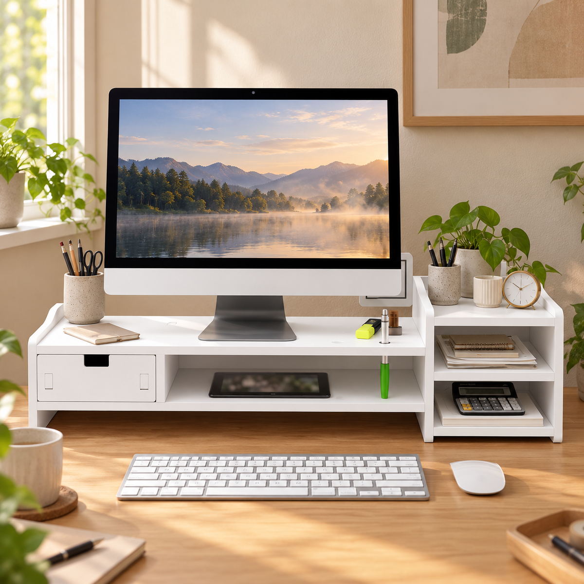 Majorelle Vesta — Organiseur de bureau — 66,5 cm — dans un espace de travail ; accessoires non inclus
