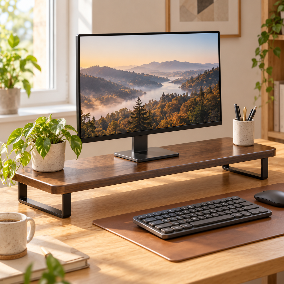 Majorelle Ledge Pro — Support pour écran — 80 cm — dans un espace de travail ; accessoires de mise en scène non inclus